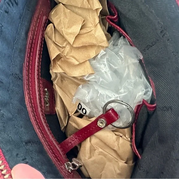 Monsac Red Croc Embossed Leather Shoulder Bag w/ Dust Bag - gently used❤️ - Picture 8 of 12